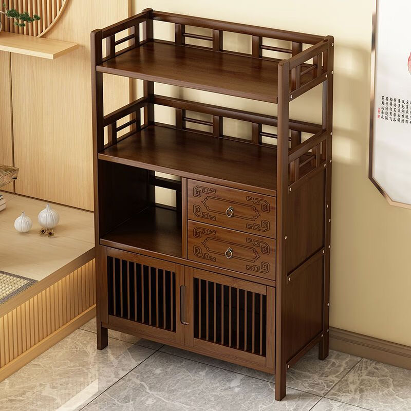 Badiqi side cabinet sofa side table corner table small tea cabinet solid wood tea set tea storage cabinet tea cabinet storage rack tea table coffee table low price promotion three-layer 50 classic model hot sale