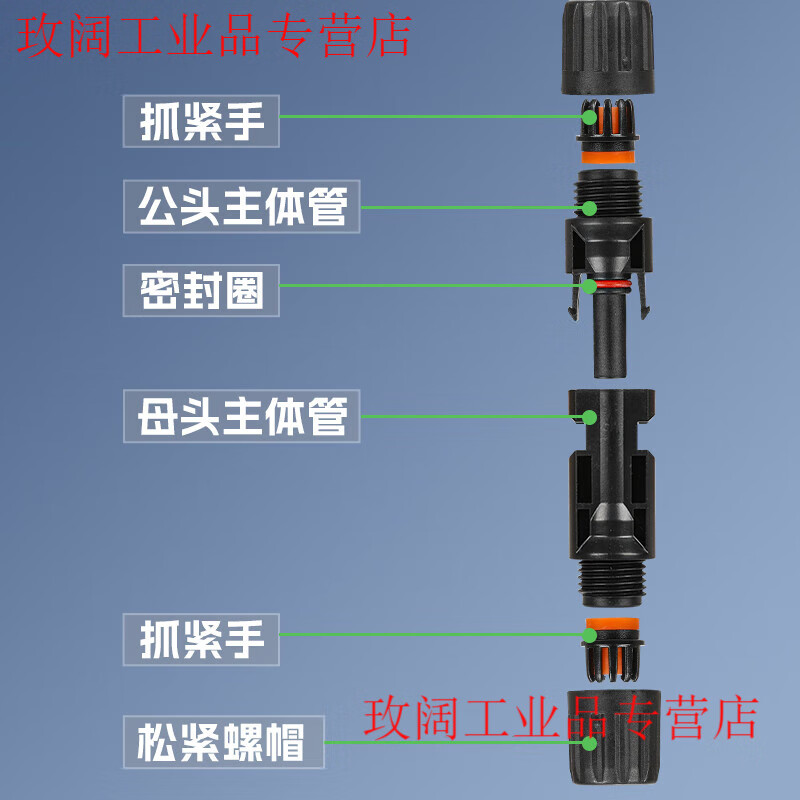 Yue Changsheng MC4 photovoltaic connector mc4 male and female plug waterproof IP67 solar module photovoltaic panel connector pink