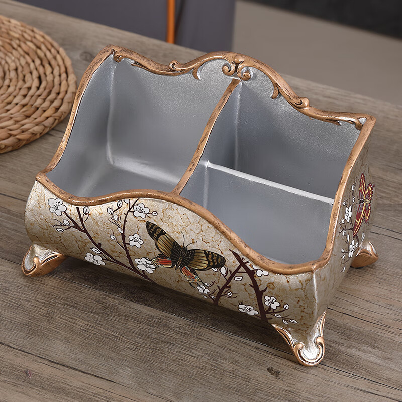 Junkiss European-style living room storage box light luxury coffee table mobile phone TV remote control storage creative office desktop miscellaneous box 1099 blooming style