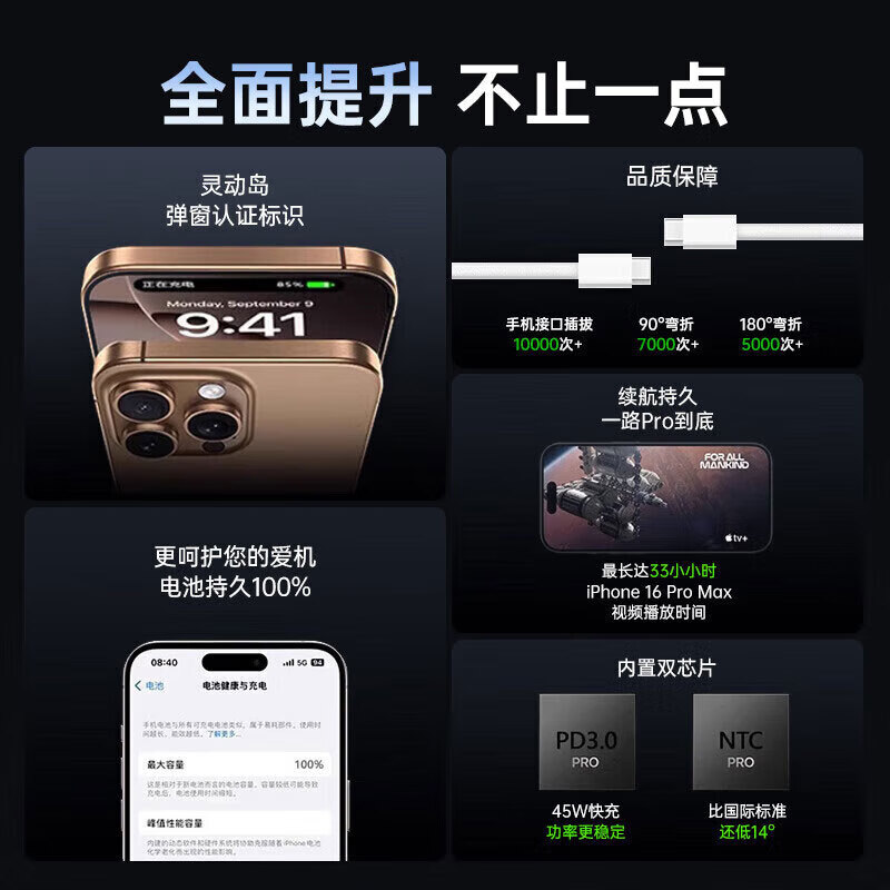 Ruiyang adapts to Apple 17 charging cable 45W fast charging set iPhone16Plus/promax/15Air original dual type-c mobile phone charger genuine charging head data cable original genuine dual C port丨60W braided fast charging cable 1.0 meters