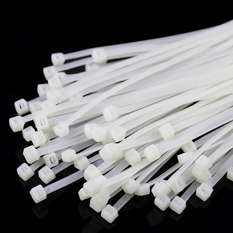 Deqi nylon cable ties, bundled cable ties, fixed and tightening self-locking cable ties 3.6*200mm, white 100 pieces