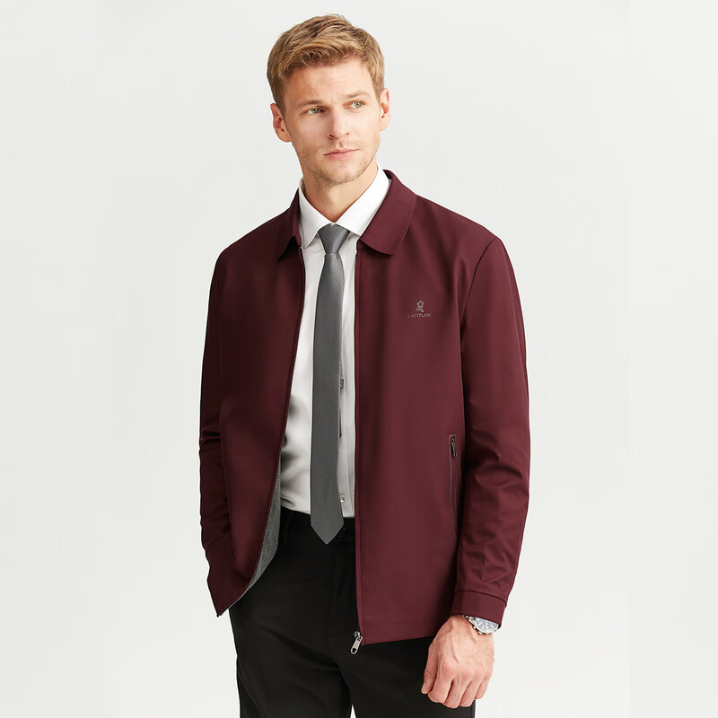 MONTAGUT Jacket Men's Spring and Autumn Comfortable, Soft, Stylish, Easy-Care Business Lapel Jacket Red XL