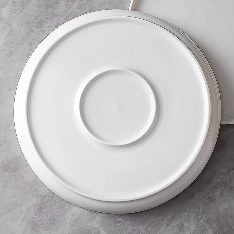 Jiwu Forest Ceramic Plate Household White Porcelain Plate 9-inch Chinese Dinner Plate Flat Plate Steak Plate Fruit Plate 2 Pack