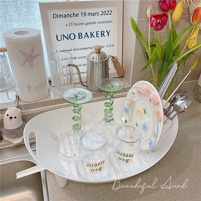 Shijanu Drainage Bowl Rack Home Kitchen Storage Box Water Filter Rack Tableware Drainage Box White 1 Pack