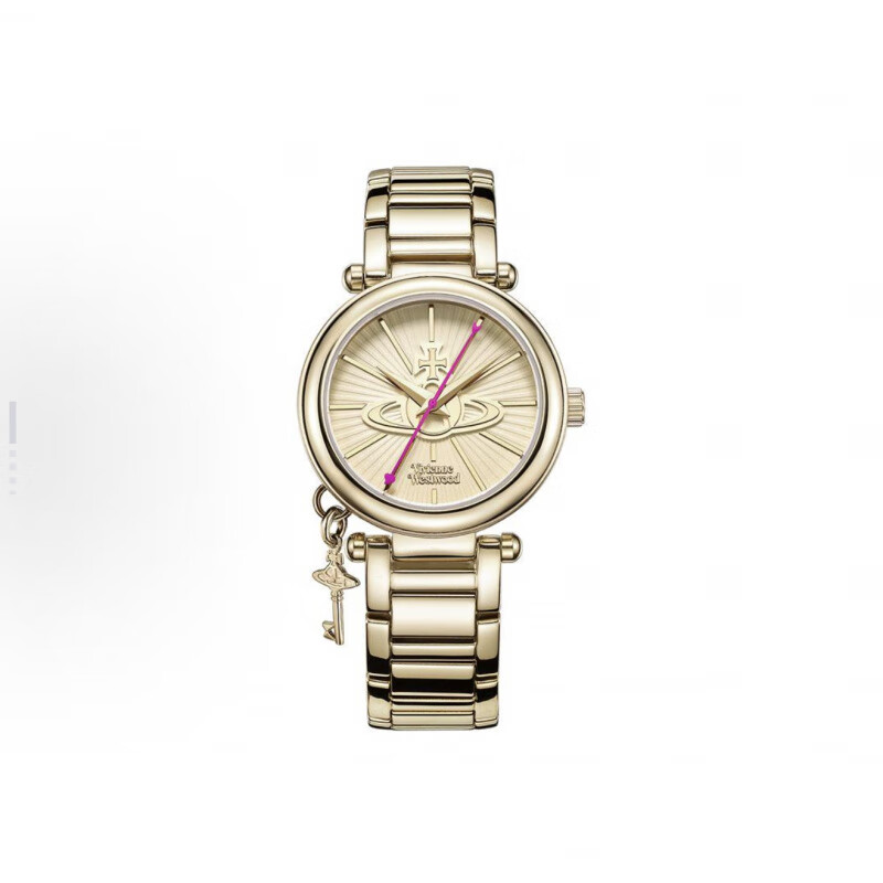 Vivienne Westwood Saturn West Queen Mother Vivi Golden Key Heart Watch for Girlfriend, Gold, Ready in Stock, 30mm