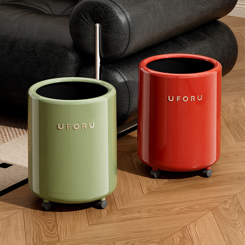 Cabinet star trash can for home use in antique style living room with high appearance, bedroom, bathroom, kitchen and toilet, large capacity paper basket storage bucket, cream white, with wheels, 360-degree sliding