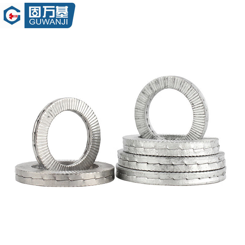 Guwanji 304 stainless steel double stack self-locking anti-loosening washer 65 manganese double-sided toothed locking washer DIN25201 M4 (10 pieces) 316 material