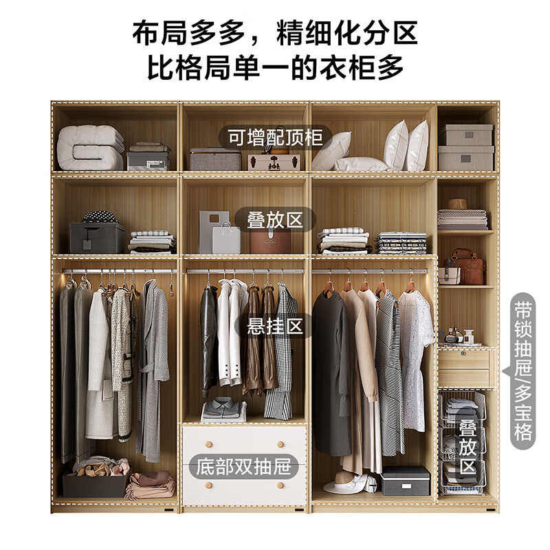 Quanyou Home Wardrobe Modern Nordic Style Two-Door Wardrobe Bedroom Storage Furniture Flat Door Wardrobe