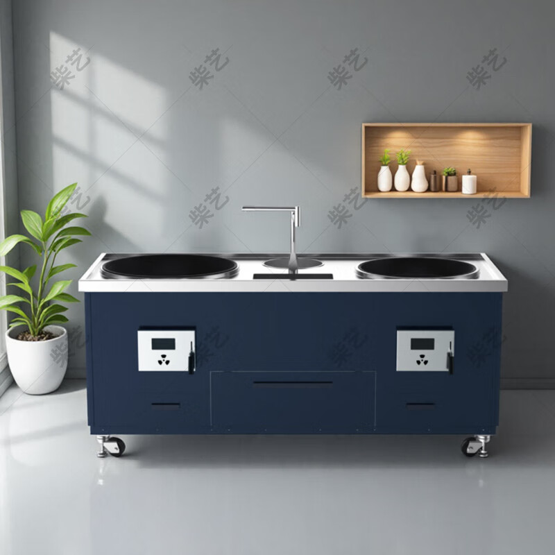 Firewood smokeless gasification firewood stove fierce fire stove removable 304 stainless steel farmhouse new rural villa new large pot stove range hood range hood earth stove smoke stove combination smoke stove combination 1.8m firewood stove + 1.8m 2000W hood