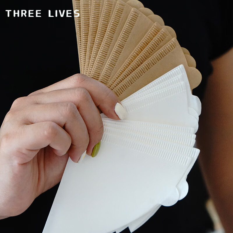 THREE LIVES Italian coffee extraction filter paper white powder bowl filter paper secondary water separation filter paper 51, 53, 58mm round 51mm white (gift box) 100 sheets