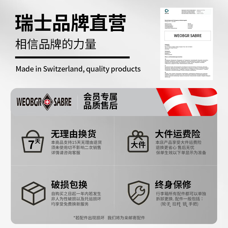 WEOBGR SABER Swiss Army Knife Luggage 24-inch PC Case Expandable Trolley Case Universal Wheel Suitcase Men's and Women's Large Capacity Password Box Retro Gray Expandable + Fast Charging Interface + Folding Cup Holder 20 Inches Can Be Boarded (Suitable for 7-10 Days Travel)