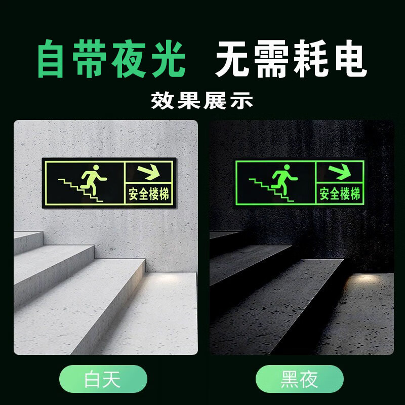 Yuanzu front and rear safety exit PVC luminous stickers emergency escape signs emergency evacuation arrow fire sign stickers