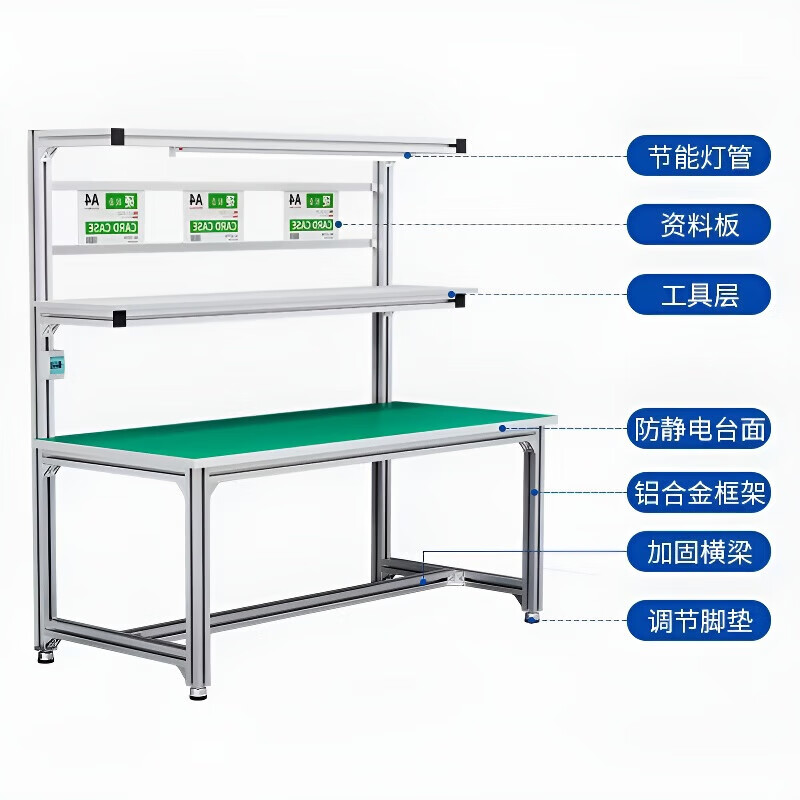 Baigang Anti-static Aluminum Profile Workbench Workshop Assembly Line Assembly Operation Table Aluminum Alloy Maintenance Bench Inspection Table Single-sided Model 240*60*180 Aluminum Profile