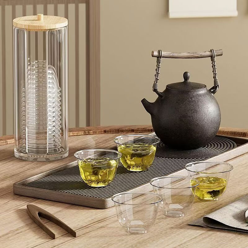 1 store hot selling food grade disposable tea cup tea set household Kung Fu tea cup thickened and hardened plastic white 65ml Kung Fu tea cup 50 pieces