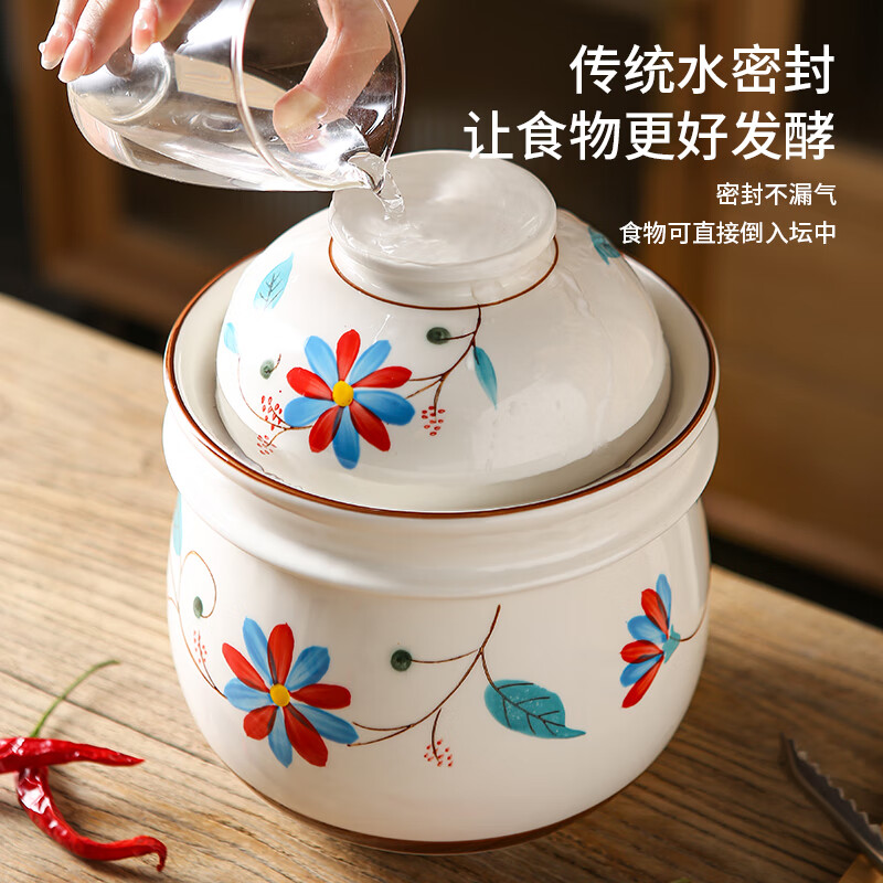 Dingdan Chinese pickle jar ceramic underglaze color thickened household 2025 new sealed lidded large pickle jar 2000ml pickle jar-three pieces mix and match