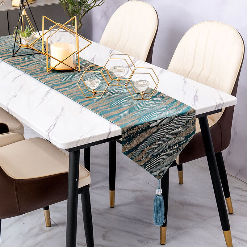 Raft core table flag high-end modern light luxury black American tablecloth Nordic sideboard bed flag coffee table flag decorative tablecloth Arrow Feather Black 33*180cm