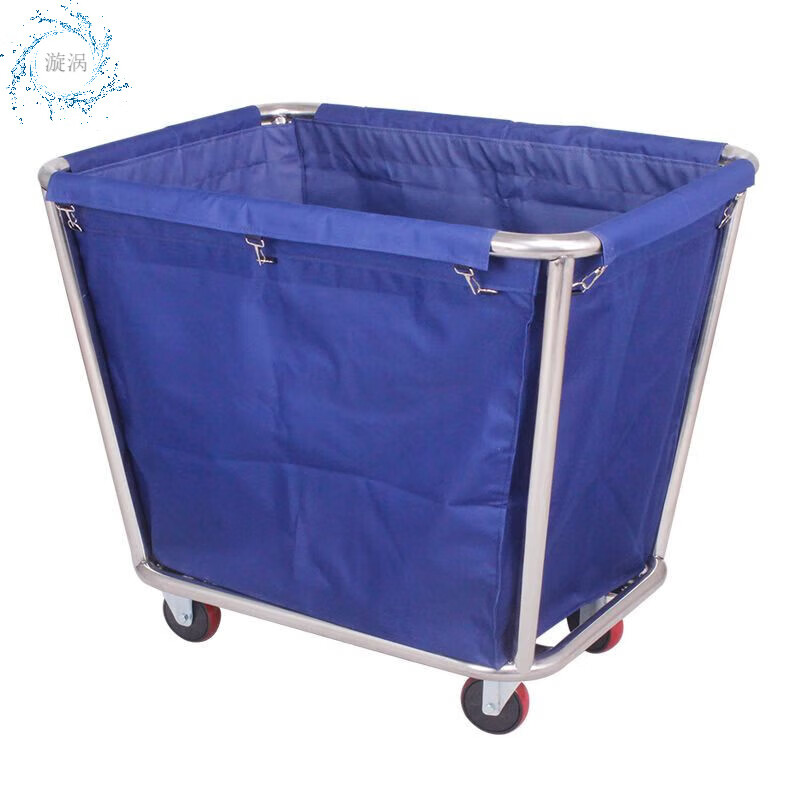 Diaohuang Linen Cart Hotel Dirty Linen Recycling Car Thickened Storage Cleaning Car Laundry Room Cart Stainless Steel Cart Bag Thickened Disassembly Conical Linen Cart (Blue) - Carpet Wheel