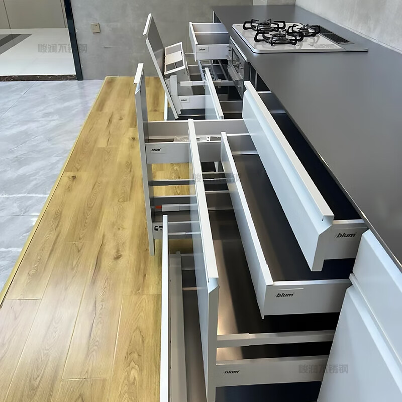 Wen Yijia 304 stainless steel cabinet kitchen stainless steel countertop household simple stove open integral cabinet 3 meter countertop + 3 meter floor cabinet + 1 meter wall cabinet