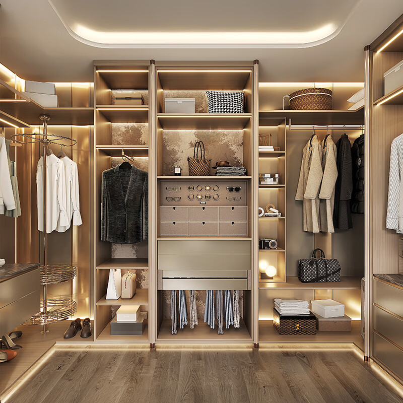 Sophia wardrobe and cloakroom customization, light luxury metal bedroom wardrobe storage cabinet, storage cabinet furniture, whole house customization, membership bonus
