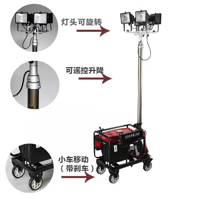 Honda SFW6110B Mobile Lighting Vehicle Gasoline Diesel Generator Integrated Site Mobile Lighting Beacon 5KW 4*1000W Halogen Tungsten Lamp + 5KW Domestic Diesel Automatic