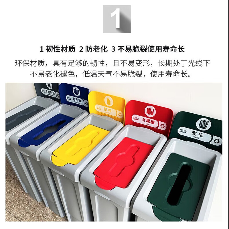 Rubbermaid Business Supplies Flagship Store Multi-Purpose SlimJim Trash Can Industrial and Commercial Large Capacity 87L Classified Trash Can Set Black Trash Can Set Other Garbage