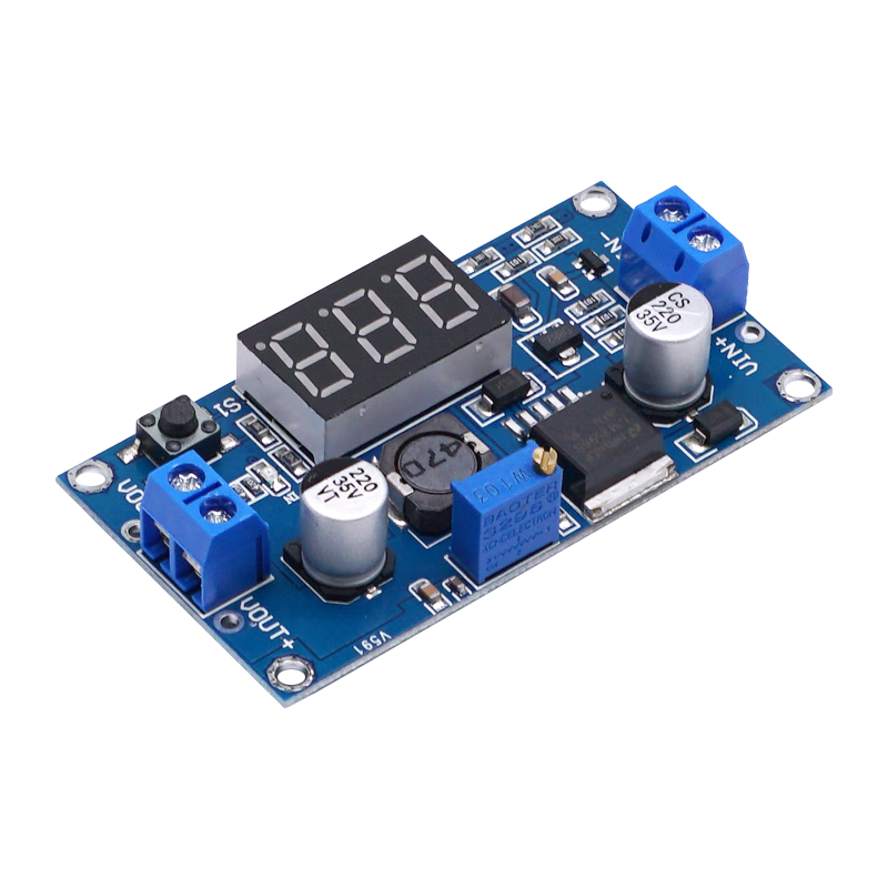 Throwing stones DC-DC step-down regulated power supply module LM2596 with voltmeter can be calibrated input 4-40V to 1.25-37V LM2596 power module 1 box