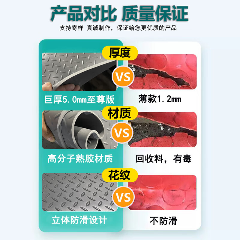 Thickened insulated rubber floor mat waterproof and non-slip kitchen floor mat beef tendon workshop floor glue PVC outdoor sun protection gray herringbone 1.5 meters long (extremely thick industrial grade) Supreme version 5.0mm 0.7 meters wide Contact customer service to customize