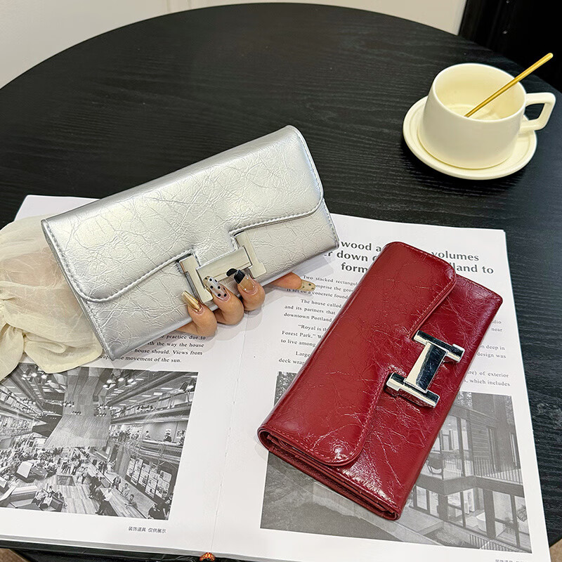 Kangaroo Clutch Women's 2025 New Internet Celebrity Light Luxury Niche Trendy High-Looking Large Capacity Multi-Card Slots Clutch Wallet Red 2168 Sichuan