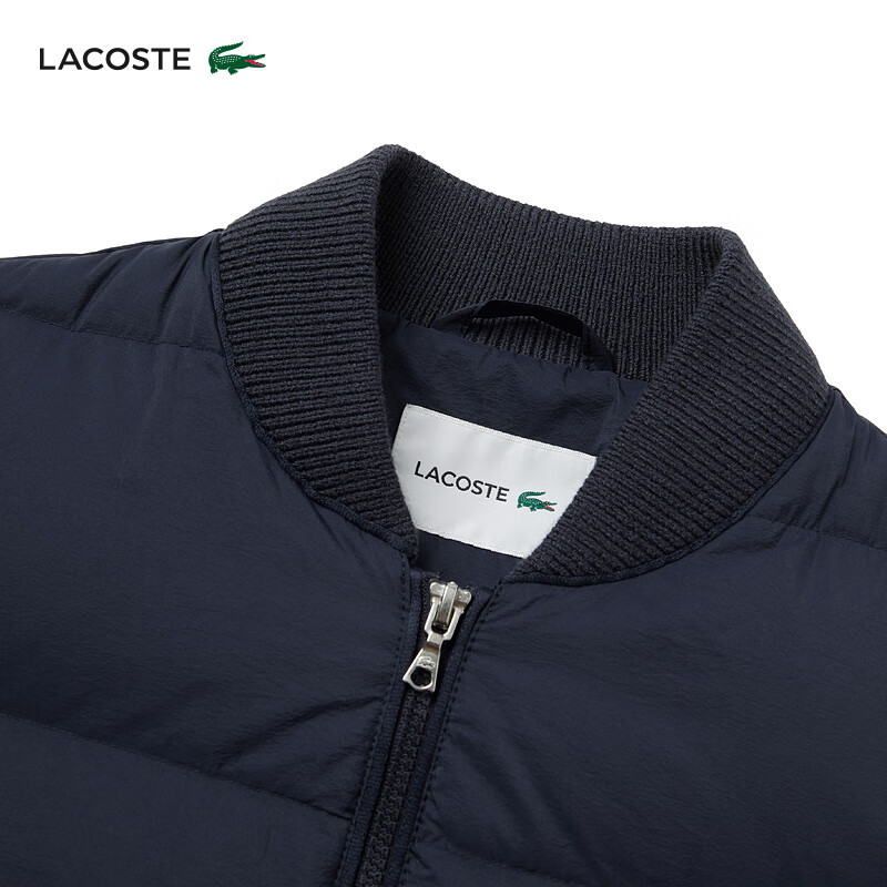 LACOSTE French crocodile women's 25 autumn and winter new solid color zipper goose down jacket | BF2502 166/navy blue L 40