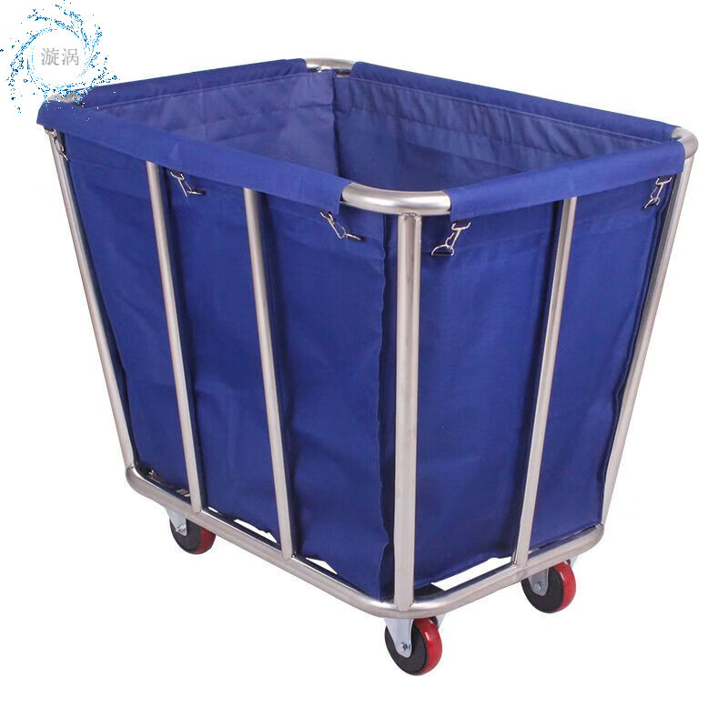 Diaohuang Linen Cart Hotel Dirty Linen Recycling Car Thickened Storage Cleaning Car Laundry Room Cart Stainless Steel Cart Bag Thickened Disassembly Conical Linen Cart (Blue) - Carpet Wheel