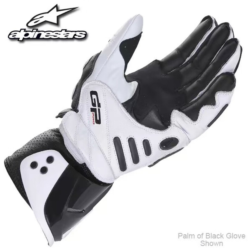 AA Star Gloves GPProGloves Classic Racing Gloves Motorcycle Genuine Leather Touch Screen Cycling Gloves Autumn and Winter New White and Black Touch Screen L