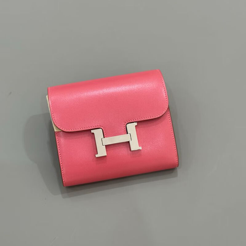 Second-hand 95 new Hermes (HERMES) Constance Kangkang wallet lipstick powder tadelakt silver buckle A engraved