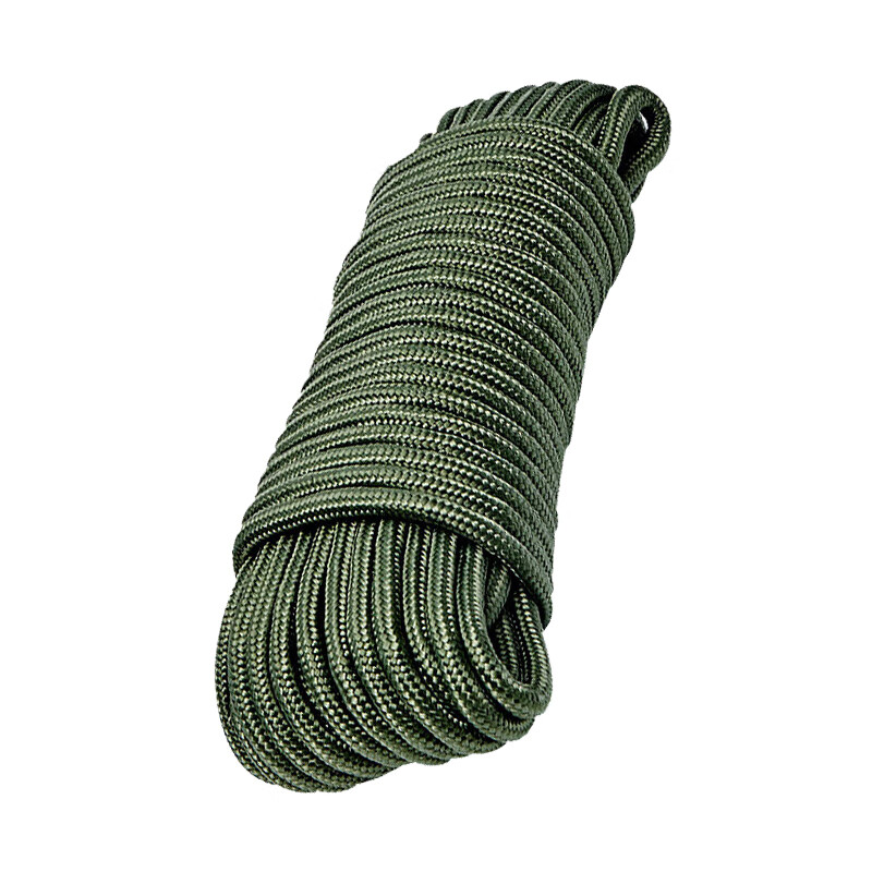 Jiuqiangu nylon rope 4mm*50 meters, military green packing rope, packing tape, high strength binding rope, core-covered wear-resistant and anti-aging nylon tie, braided rope clothesline, packaging rope