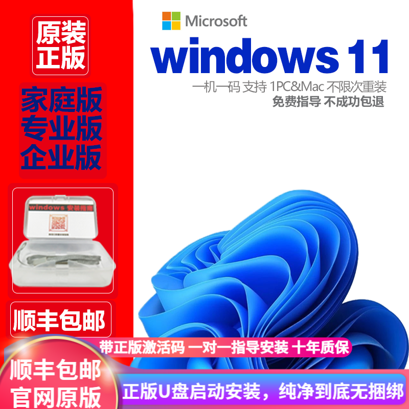 Win11 system genuine professional version windows11 reinstall system u disk professional version activation code upgrade to professional version win11 family Chinese version U disk version + key