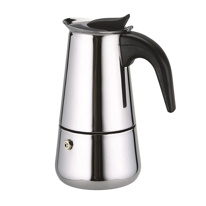 Solazzia Moka Pot Stainless Steel Thickened Coffee Pot Moka Pot European Brand Stainless Steel Moka Pot 4 Cups 200ml