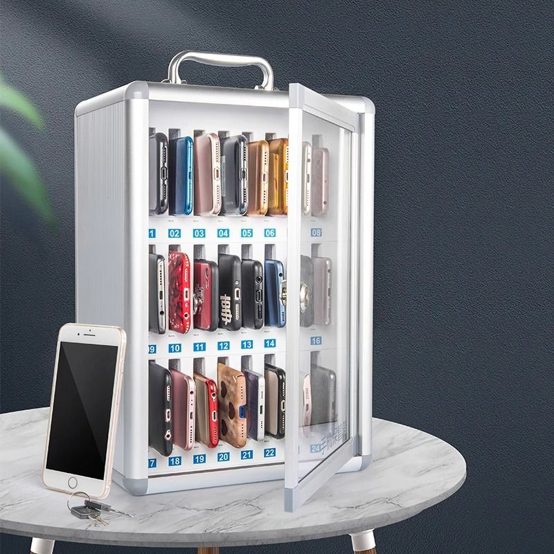 Mobile phone box storage box mobile phone safe box aluminum alloy with lock student wall hanging employee company meeting mobile phone storage box mobile phone storage cabinet 60-bit mobile phone safe box camouflage