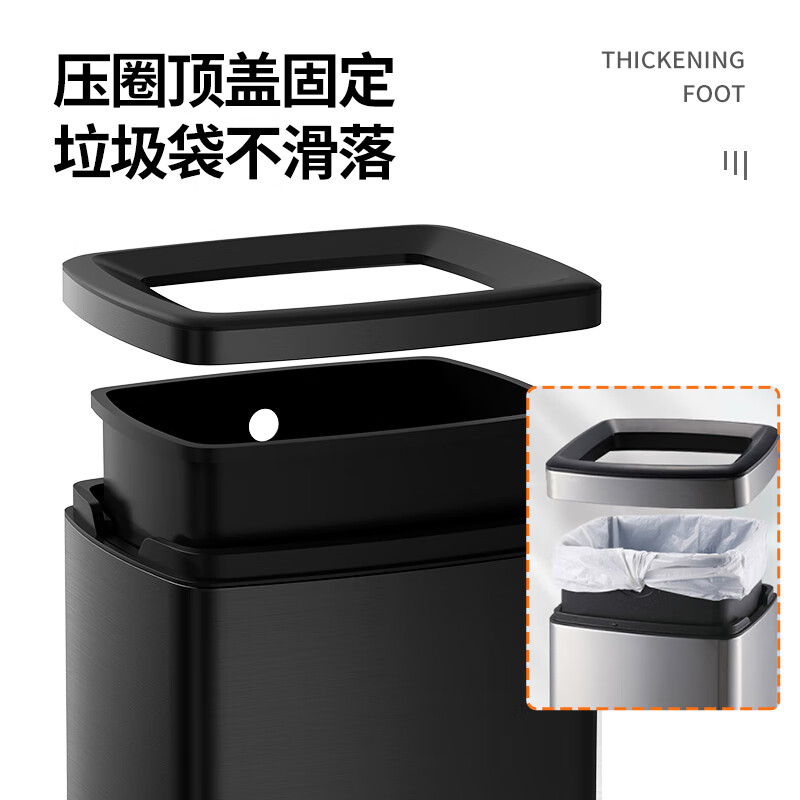 Jinke stainless steel lidless direct-throw garbage classification trash can large commercial trash can sanitation outdoor outdoor shopping mall property hotel lobby office building corridor 50L double classification without lid (25L+25L)