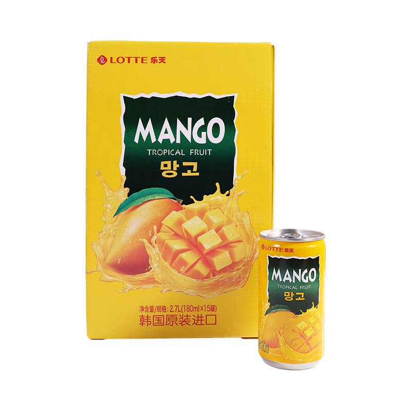 LOTTE mango juice drink 180ml*15 cans full box imported from Korea