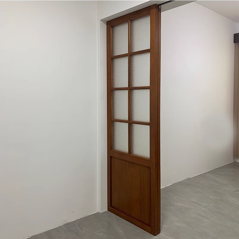 Solid wood sliding door balcony partition door interior door customization simple kitchen door French retro folding door glass door color style size can be customized