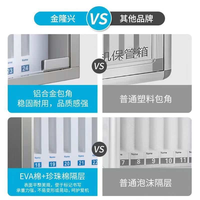 Mobile phone box storage box mobile phone safe box aluminum alloy with lock student wall hanging employee company meeting mobile phone storage box mobile phone storage cabinet 60-bit mobile phone safe box camouflage