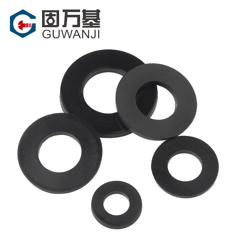 Guwanji black enlarged nylon flat gasket thin round gasket ultra-thin nylon flat gasket plastic insulation high temperature resistant gasket M5*10*1 (100 pieces)