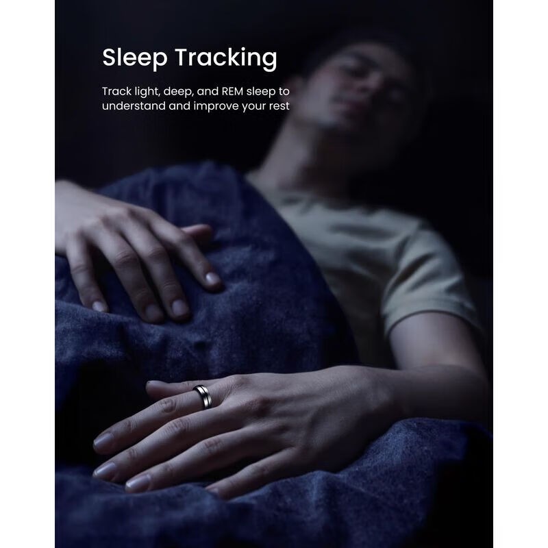 RENPHO LYNX Smart Ring Healthy Sleep Monitoring Ring Health Tracking Lightweight Long Battery Life Waterproof Rugged and Durable New Product Black Size 7