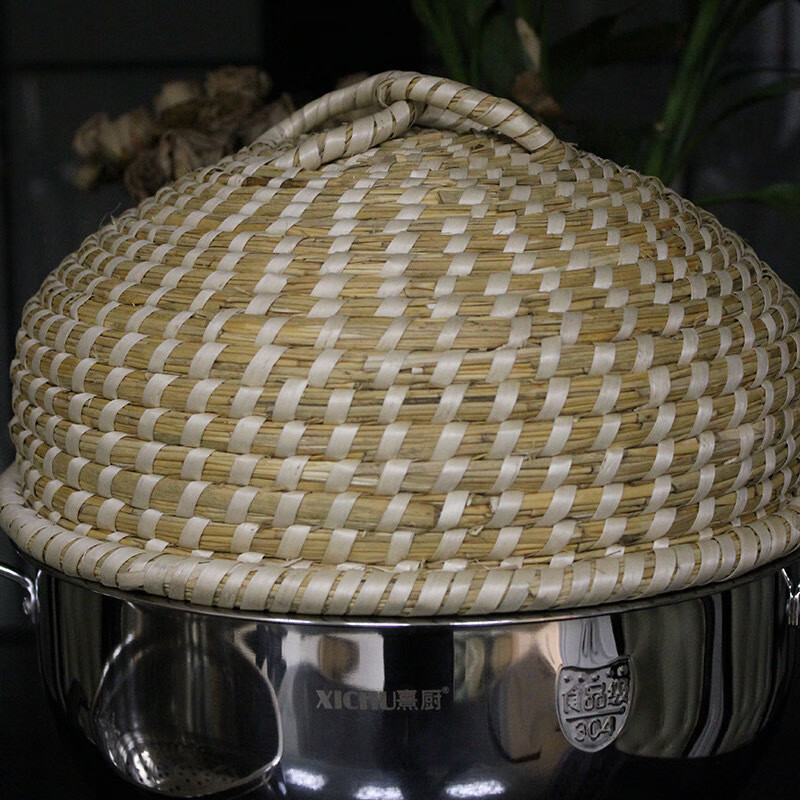 Meikejie Pot Lid Straw Bridle Bamboo Steamer Deepened and Height Straw Hat Steaming Lid Steamer Universal Cage Cap Pot Round Lid Universal 28 cm according to the inner diameter of the pot mouth Ordinary style without edging