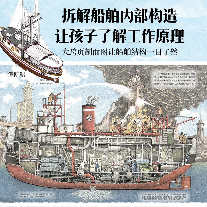 The Big Busy Ship by Thomas Krestutina, 5-10 years old, popular science picture book, explore 10 special ships and experience 10 kinds of life at sea