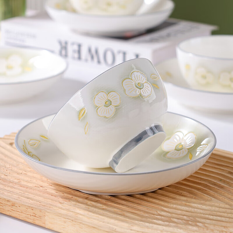 4.5-inch underglaze color high-value rice bowl high-temperature ceramic bowl household tableware Jinzhiyuye 10 4.5-inch bowls