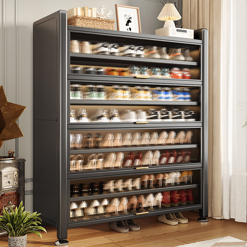 Jiangwei Shoe Cabinet Door Entry Cabinet Integrated Wall Storage Rack Multi-layer Home Door New Style 2025 Price Gray 7 Layers Length 100 Height 115cm