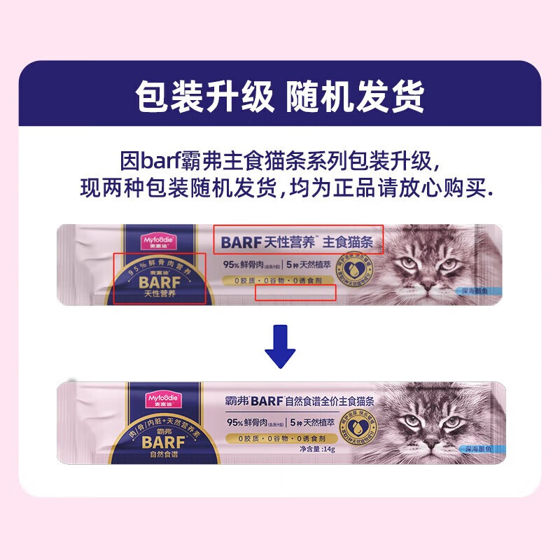 McFoody Cat Strips Barf Barf Staple Food Cat Strips Raw Bone Meat Nutritional Cat Snacks Wet Food for Adult and Young Cats Member Trial Pack of 6