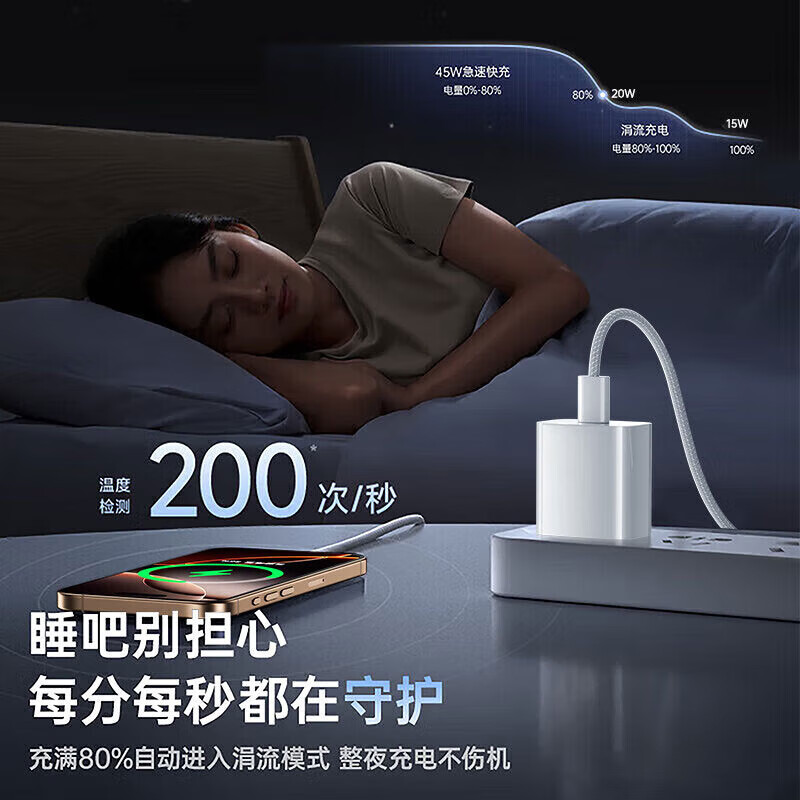 Ruiyang adapts to Apple 17 charging cable 45W fast charging set iPhone16Plus/promax/15Air original dual type-c mobile phone charger genuine charging head data cable original genuine dual C port丨60W braided fast charging cable 1.0 meters