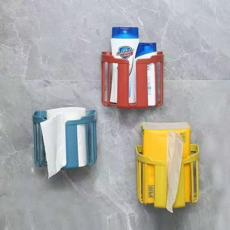 No punching toilet tissue box bathroom storage rack for toilet paper toilet paper roll wall hanging roll paper storage 1 strong sticker