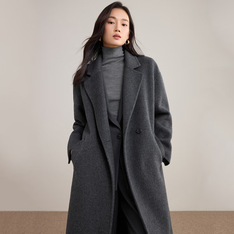Shandubila 100% wool warm woolen coat for women winter tailored suit collar mid-length coat small commuter coat